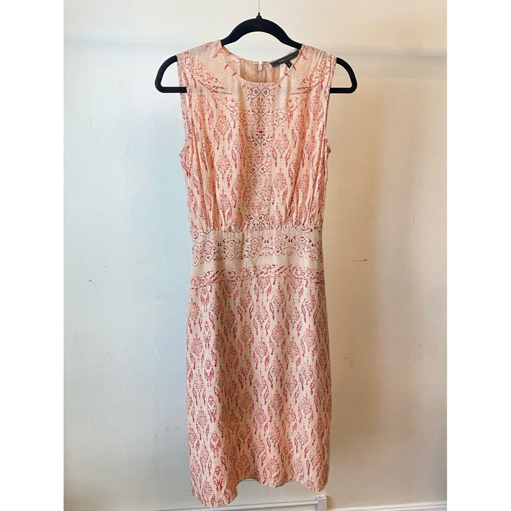 BCBGMaxAzria Sleeveless Pink Patterned Midi Dress